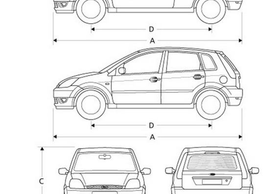 Ford Fiesta (2002) (Форд Фиеста (2002)) - чертежи (рисунки) автомобиля